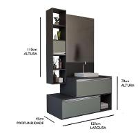 Conjunto Gabinete E Espelheira Plena Conceito 120 Cm - Chumbo/Verde - 6
