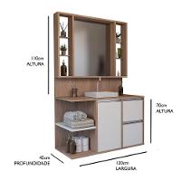Conjunto Gabinete E Espelheira Plena Premium 120 Cm - Branco/Bronze - 2