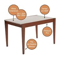 Mesa Flyp Sala De Jantar 4 Lugares - Imbuia-offwhite Sem Vidro 120x80 - 3