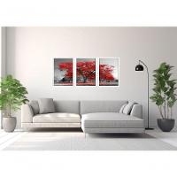 Quadros Decorativos árvore Vermelha Com Moldura Branco - 2