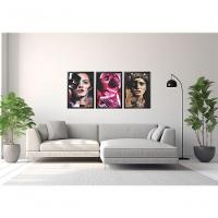 Quadro Decorativo Mulher Colagem Elegante Com Moldura Preto - 3