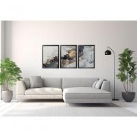 Quadro Decorativo Elegante Mármore Dourado Com Moldura Preto - 3