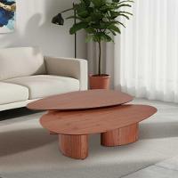 Conjunto Com 2 Mesas De Centro Redonda Sala De Estar 120cm Ecos Base Madeira Maciça Imbuia - 1