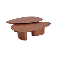 Conjunto Com 2 Mesas De Centro Redonda Sala De Estar 120cm Ecos Base Madeira Maciça Imbuia - 3