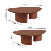 Conjunto Com 2 Mesas De Centro Redonda Sala De Estar 120cm Ecos Base Madeira Maciça Imbuia - 4