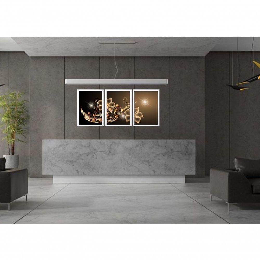 Quadro Decorativo Flor Digital Com Moldura Branco - 3