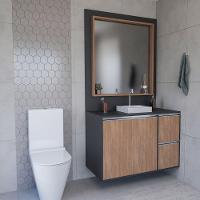 Conjunto Gabinete E Espelheira Plena Elegance 120 Cm - Chumbo/Nogal Sevilha - 1