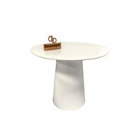 Mesa De Canto Cone Laqueado Com Tampo Vidro 50cm Branco 60cm - 1