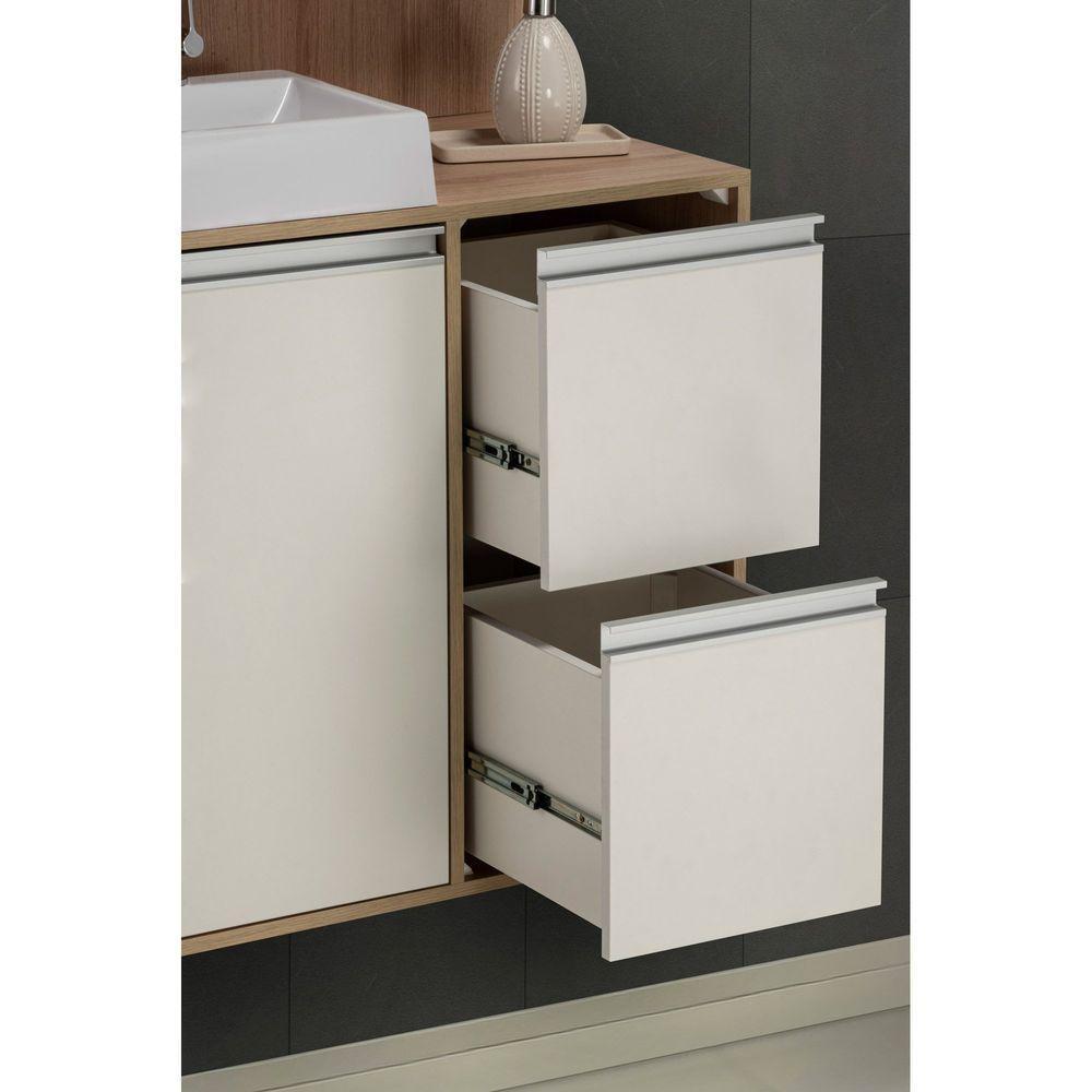 Conjunto Gabinete E Espelheira Plena Premium 100 Cm - Freijó / Branco - 5