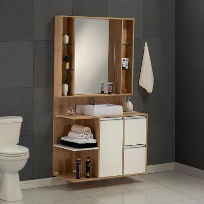 Conjunto Gabinete E Espelheira Plena Premium 100 Cm - Freijó / Branco