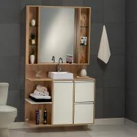 Conjunto Gabinete E Espelheira Plena Premium 100 Cm - Freijó / Branco - 2