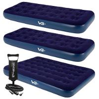 Kit 2 Colchões Infláveis Solteiro + 1 Colchão Casal Flocked Comfort Com Bomba Manual Vg Plus - 1