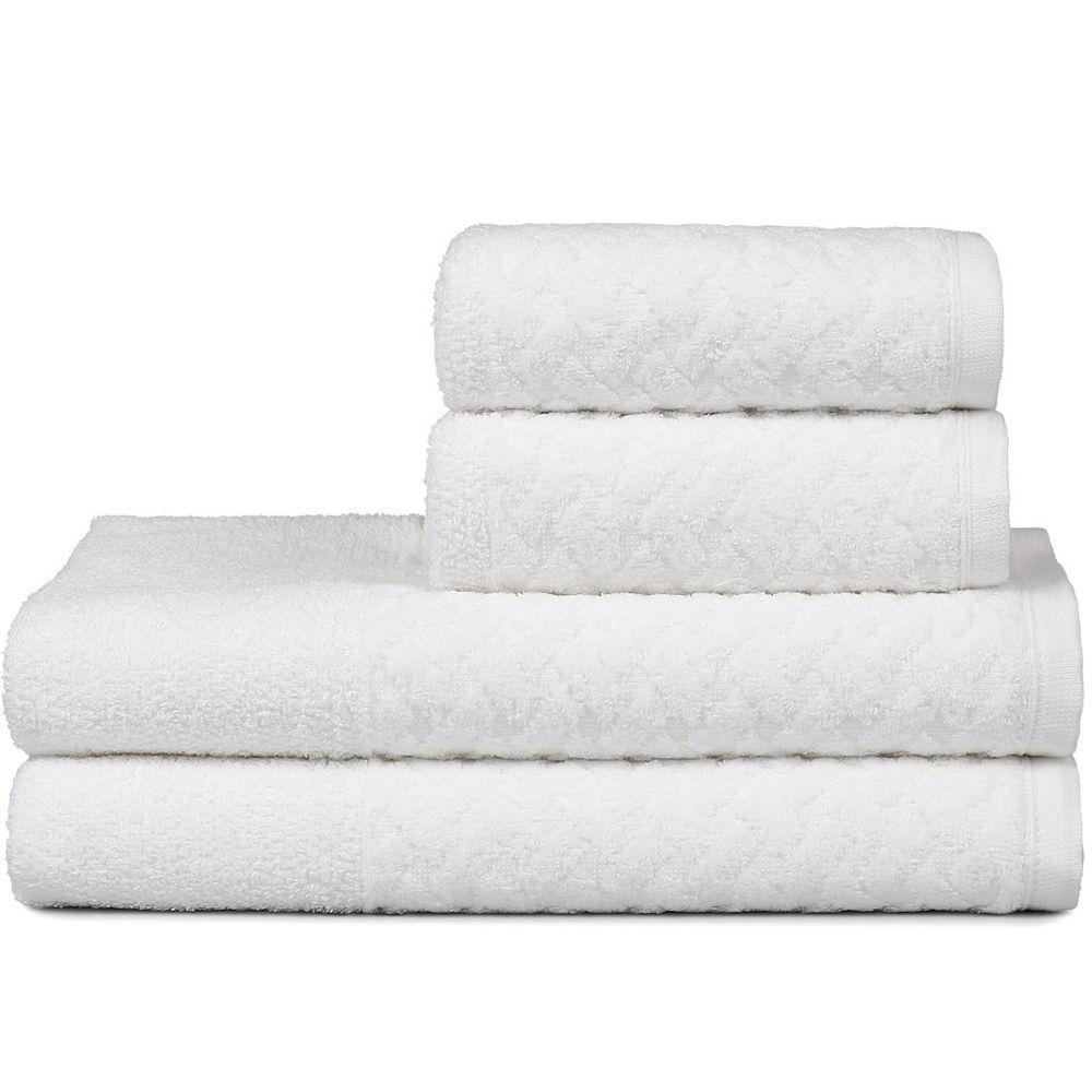 Jogo De Toalhas 4 Pçs Banho E Rosto Finesse 380g-m² 100% Algodão Atlântica Off White - 1