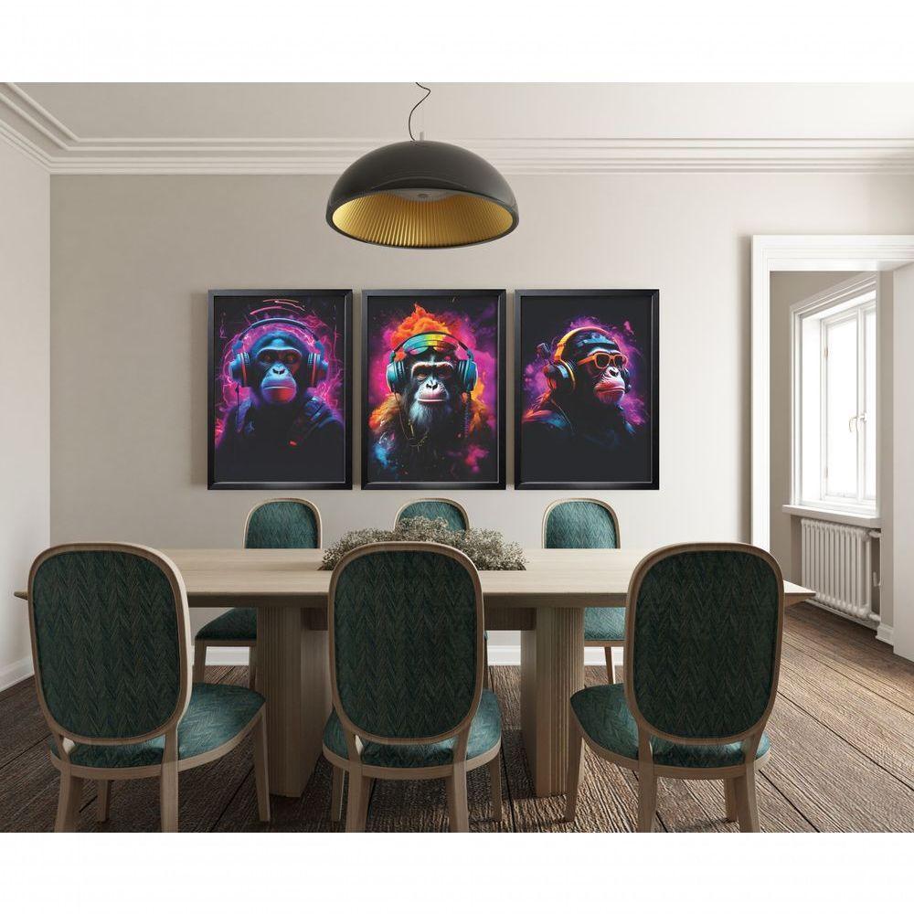 Quadro Decorativo Crazy Monkey Com Moldura Preto - 2