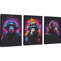 Quadro Decorativo Crazy Monkey Com Moldura Preto - 1