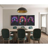 Quadro Decorativo Crazy Monkey Com Moldura Preto - 2