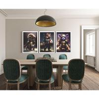 Quadro Decorativo Super Heróis Pets Com Moldura Branco - 2