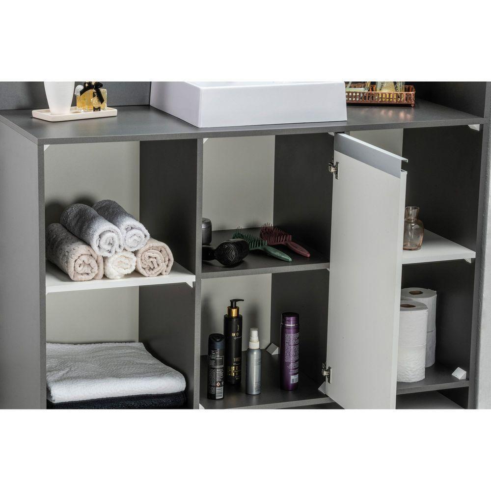 Conjunto Gabinete Espelheira Plena Grand 100 Cm - Chumbo/Branco - 2