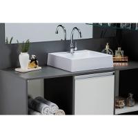 Conjunto Gabinete Espelheira Plena Grand 100 Cm - Chumbo/Branco - 6