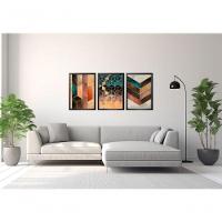 Quadros Decorativos Geometria Cubos Com Moldura Preto - 2