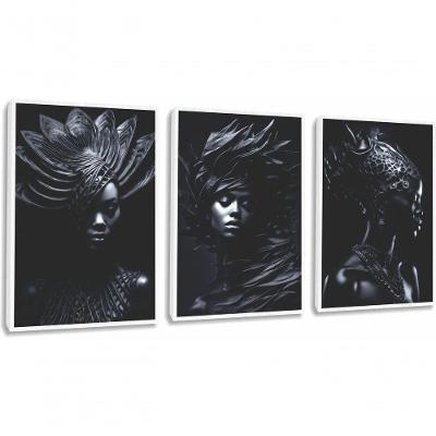 Quadro Decorativo Black Mulher 3d Com Moldura Branco