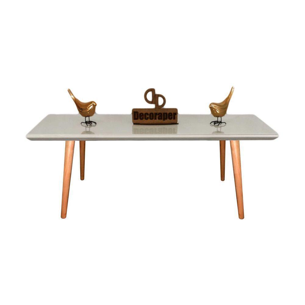 Mesa De Centro Retangular Com Vidro 80x50 Off White - 1