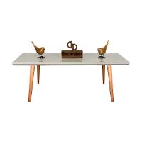 Mesa De Centro Retangular Com Vidro 80x50 Off White - 1