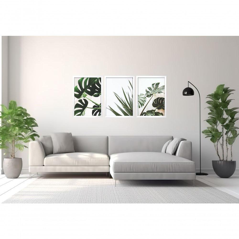 Quadros Decorativos Folhas De Adão Com Moldura Branco - 2