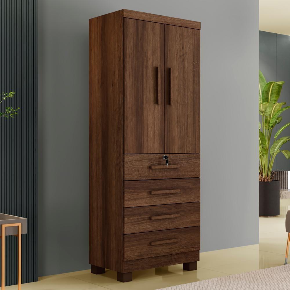 Armário Multiuso New Aurora 2 Portas 4 Gavetas Imbuía - 1