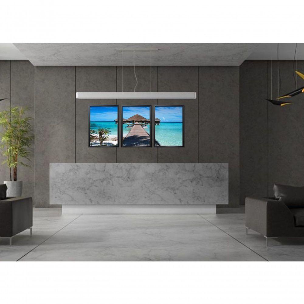 Quadros Decorativo Mar Praia Paisagem Com Moldura Preto - 3