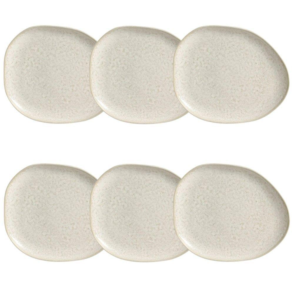 Conjunto De Pratos Rasos Oval 06 Peças Orgânico Vanilla Porto Brasil - 1