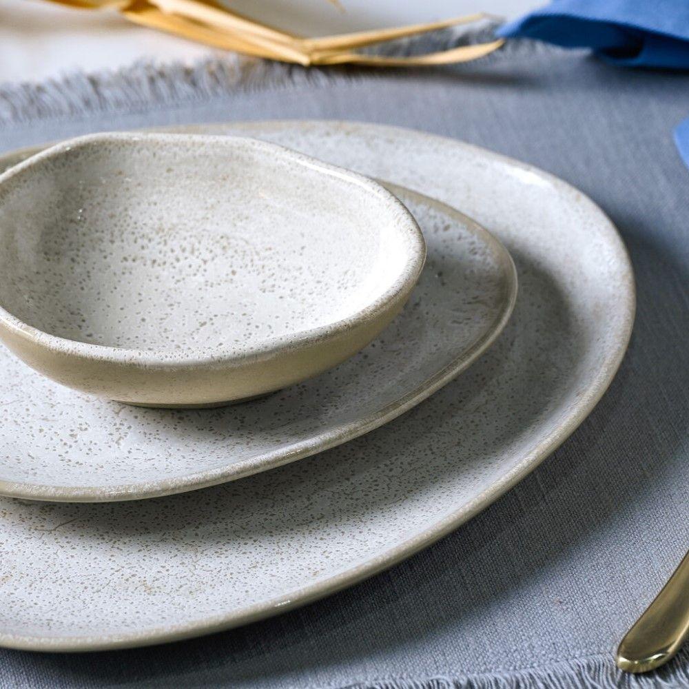 Conjunto De Pratos Rasos Oval 06 Peças Orgânico Vanilla Porto Brasil - 7