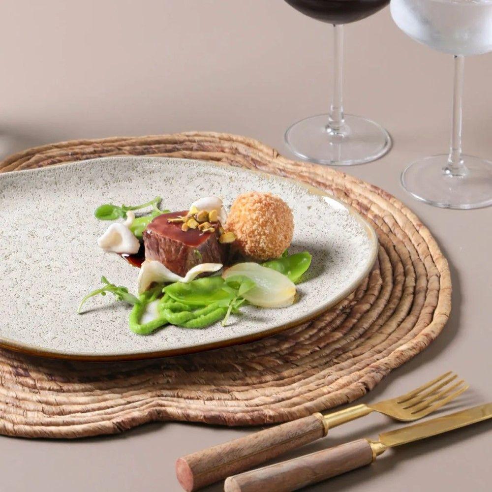 Conjunto De Pratos Rasos Oval 06 Peças Orgânico Vanilla Porto Brasil - 8