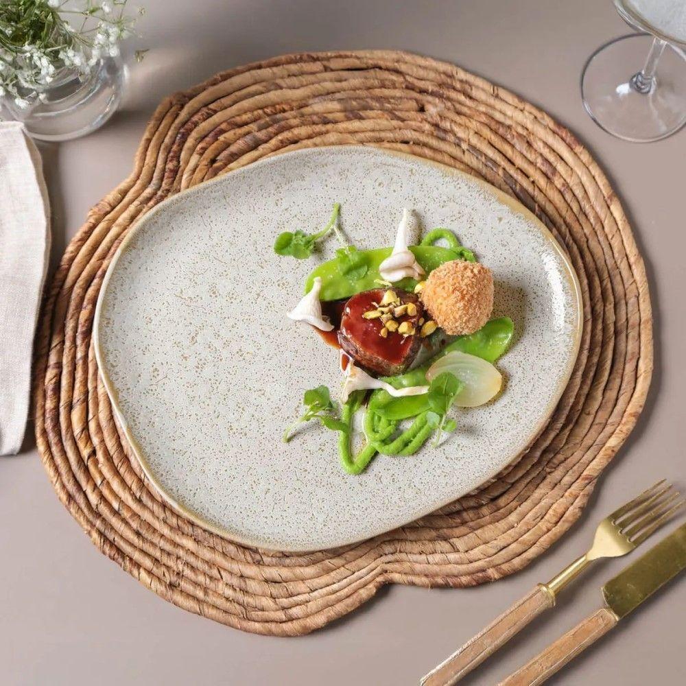 Conjunto De Pratos Rasos Oval 06 Peças Orgânico Vanilla Porto Brasil - 9