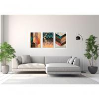 Quadros Decorativos Geometria Cubos Com Moldura Branco - 2