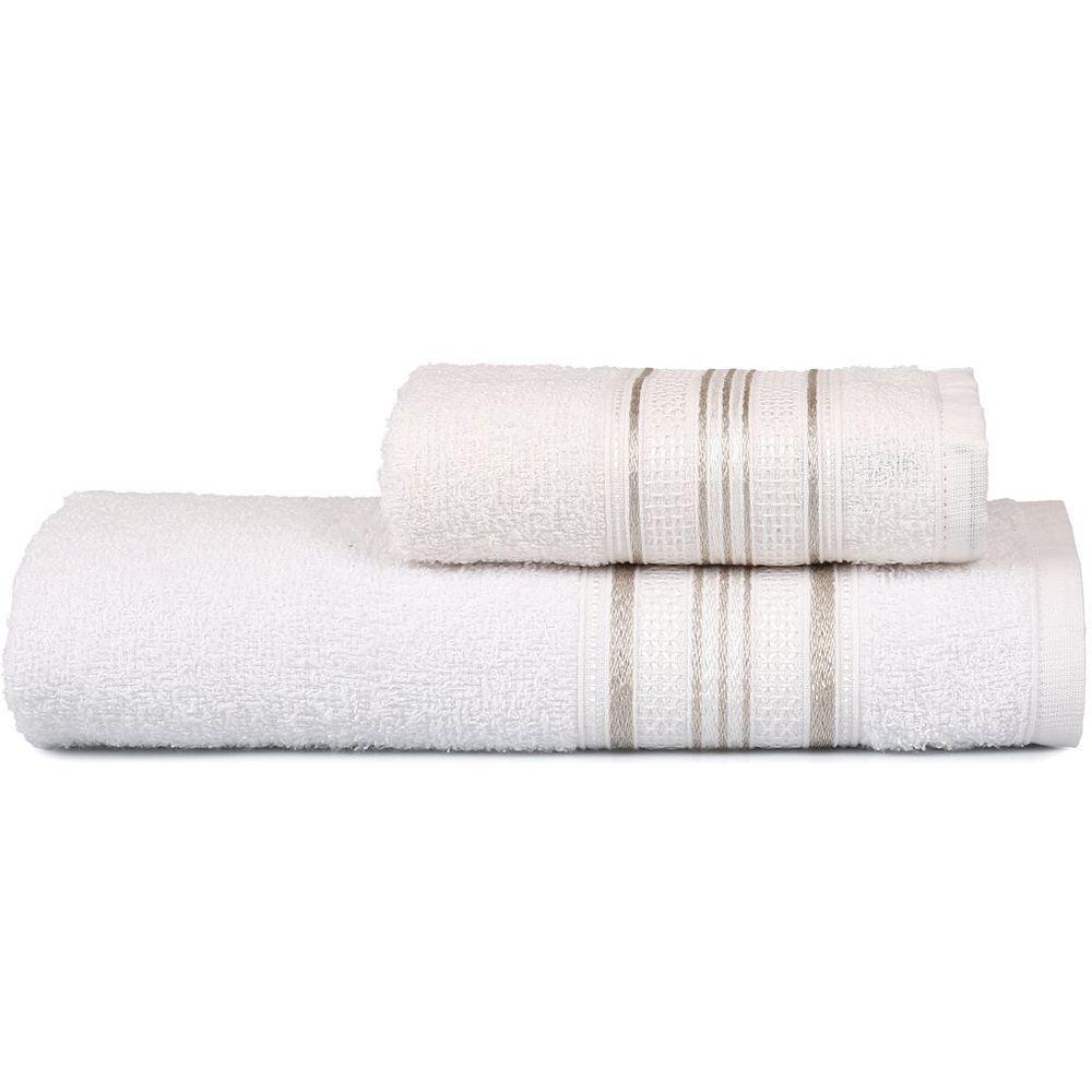 Jogo De Toalhas Banho E Rosto Rubi 280g-m² 98% Algodão Atlântica Off White - 1