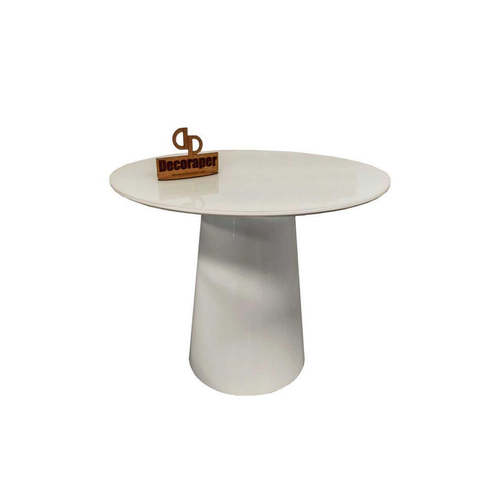 Mesa De Canto Cone Laqueado Com Tampo Vidro 70cm Off White 60cm - 1