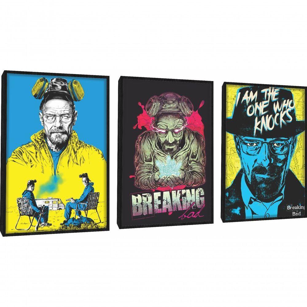 Quadro Decorativo Breaking Bad Ilustração Com Moldura Preto - 1