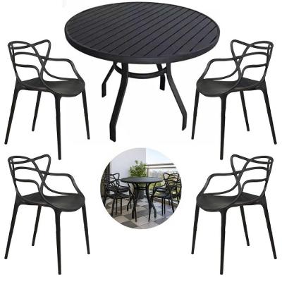 Jogo Mesa Alumínio 90cm + 4 Cadeiras Alegra Resistente Jardim Cozinha