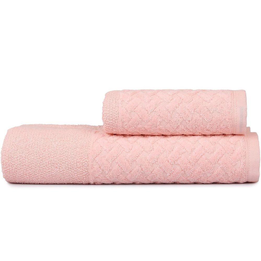 Jogo De Toalhas Banho E Rosto Finesse 380g-m² 100% Algodão Atlântica Rosa Fada - 1