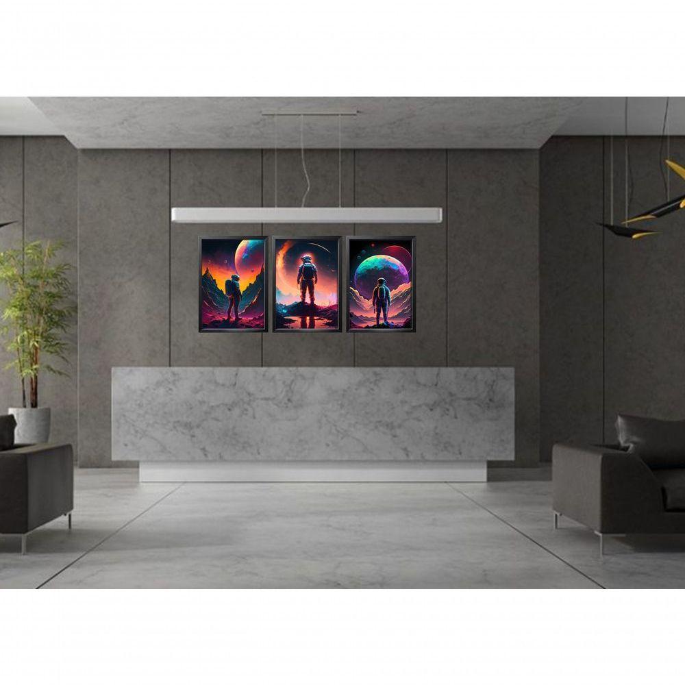 Quadro Decorativo Astronauta Com Moldura Preto - 2