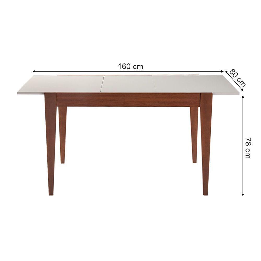 Mesa Flyp De Jantar 4 Lugares Mdf - Imbuia-offwhite Sem Vidro 120x80 - 4
