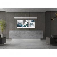 Quadro Decorativo Abstrato Tons Azuis E Cinza Geométricos Com Moldura Branco - 2