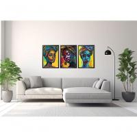 Quadro Decorativo Pintura Mulher Afro Com Moldura Preto - 3