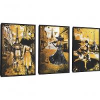 Quadro Decorativo Mulher Pintura Paris Com Moldura Preto - 1