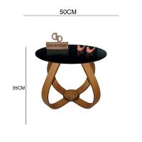 Mesa De Centro Cebola Com Vidro 50cm Preto 35cm - 2