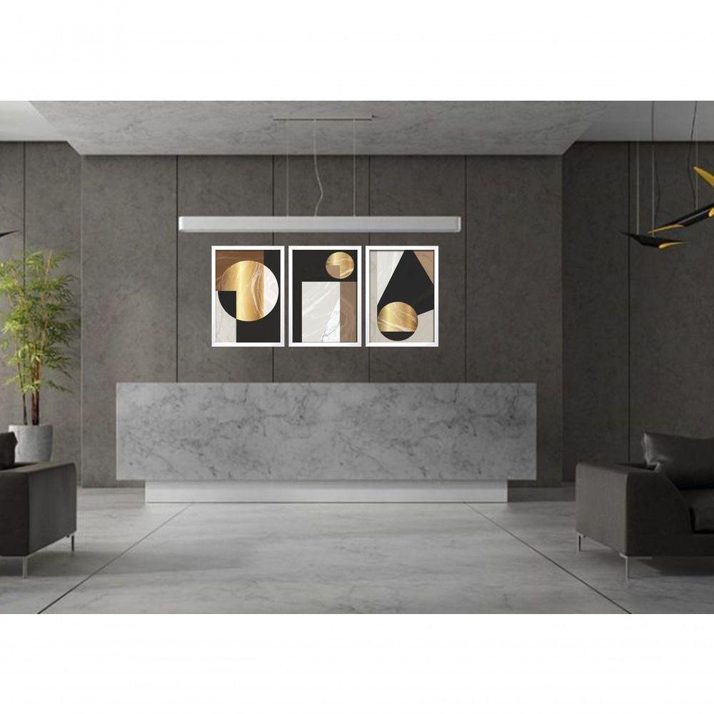 Quadro Decorativo Geométrico Abstrato Com Moldura Branco - 2