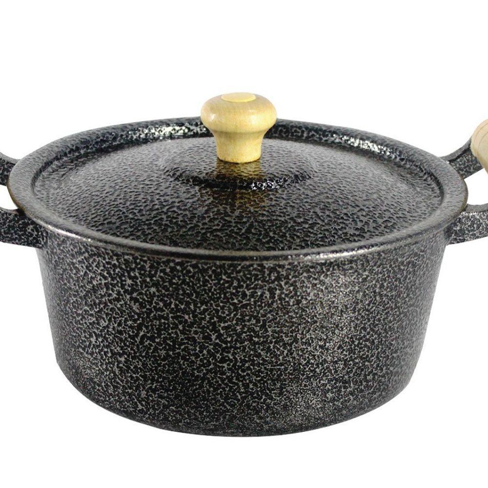 Caçarola Panela Reta Craqueada de Alumínio Alça Madeira 50cm - 1