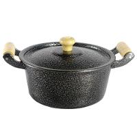 Caçarola Panela Reta Craqueada de Alumínio Alça Madeira 50cm - 2