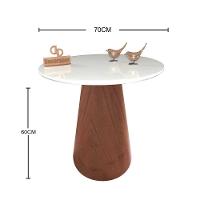 Mesa De Canto Cone Amadeirado Com Tampo Vidro 70cm Branco 60cm - 2